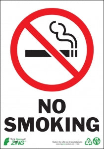 Zing Enterprises LLC No Smoking Signs - SIGN, NO SMOKING, 10X7, AL - 1085A