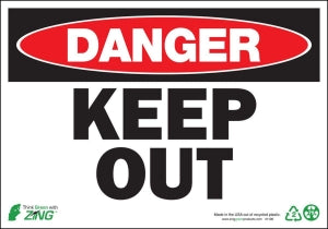 Zing Enterprises LLC Danger Keep Out Signs - SIGN, DANGER KEEP OUT, 7X10, AL - 1106A