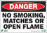 Zing Enterprises LLC Danger No Smoking, Matches or Open Flame Signs - SIGN, DANGER NO SMOKING, OPN FLM, 7X10, AL - 1110A