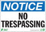 Zing Enterprises LLC Notice No Trespassing Signs - SIGN, NOTICE NO TRESPASSING, 7X10, AL - 1139A