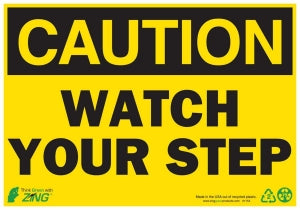 Zing Enterprises LLC Caution Watch Your Step Signs - SIGN, CAUTION WATCH YOUR STEP, 7X10, AL - 1154A