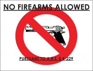 Zing Enterprises LLC Arizona No Firearms Allowed Signs - SIGN, CONCEALED CARRY, ARIZONA, 7X10, PL - 1800