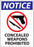 Zing Enterprises LLC Concealed Weapons Prohibited Signs - LABEL, NOTICE CONCEALED WEAPONS, 7X5, 2PK - 1810S