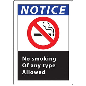 Zing Enterprises LLC No Smoking Labels - DECAL, NOTICE NO SMOKING, 7X5, 2PK - 1832D