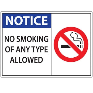 Zing Enterprises LLC No Smoking Labels - LABEL, NOTICE NO SMOKING, 5X7, 2PK - 1835S