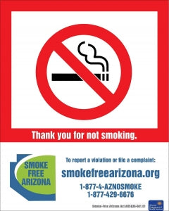 Zing Enterprises LLC Arizona No Smoking Signs - DECAL, NO SMOKING, AZ, 5X7, 2PK - 1844D