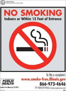 Zing Enterprises LLC Illinois No Smoking Signs - DECAL, NO SMOKING, IL, 5X7, 2PK - 1848D