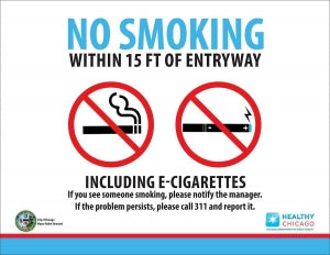 Zing Enterprises LLC Illinois No E-Cigarette Smoking Signs - DECAL, NO SMOKING E-CIG, CHICAGO, 5X7, 2PK - 1849D