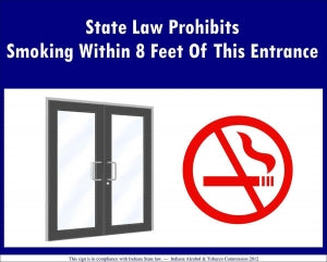 Zing Enterprises LLC Indiana No Smoking Signs - SIGN, NO SMOKING, IN, 10INWX7INH, ALUMINUM - 1853A