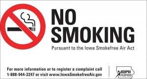 Zing Enterprises LLC Iowa No Smoking Signs - DECAL, NO SMOKING, IA, 7X5, 2PK - 1854D