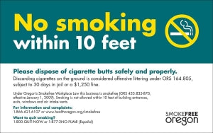 Zing Enterprises LLC Oregon No Smoking Signs - SIGN, NO SMOKING, OR, 10INWX7INH, ALUMINUM - 1861A