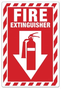 Zing Enterprises LLC Fire Extinguisher Down Arrow with Graphic Signs - Fire Extinguisher Sign with Down Arrow and Graphics, Aluminum, 10" x 7" - 1887A