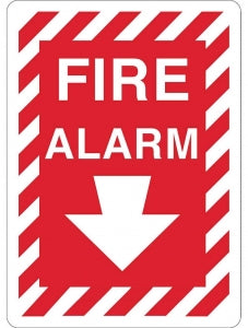 Zing Enterprises LLC Fire Alarm Signs - Fire Alarm Sign with Down Arrow, Aluminum, 10" x 7" - 1891A