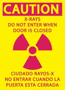 Zing Enterprises LLC Caution X-Ray Do Not Enter Bilingual Signs - SIGN, BILINGL AREA, CAUTN X-RAY, 10X7, AL - 1930A