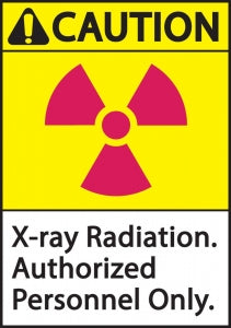 Zing Enterprises LLC Caution X-Ray Radiation Authorized Personnel Only Signs - SIGN, ANSI, CAUTN X-RAY RADIATN, 10X7, AL - 1935A