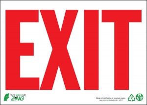 Zing Enterprises LLC Red on White Exit Signs - Exit Sign with Red Lettering on White, Aluminum, 10" x 14" - 2077A