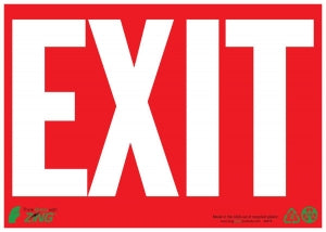 Zing Enterprises LLC White on Red Exit Signs - Exit Sign with White Lettering on Red, Aluminum, 10" x 14" - 2078A