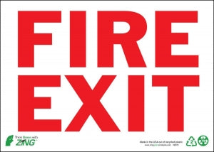 Zing Enterprises LLC Fire Exit Signs - Fire Exit Sign, Self-Adhesive Polystyrene, 10" x 14" - 2079S