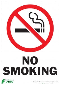 Zing Enterprises LLC No Smoking Signs - SIGN, NO SMOKING, 14X10, AL - 2085A