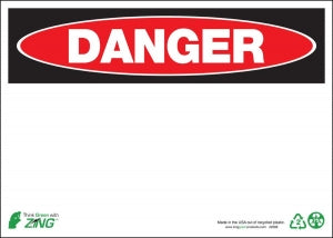 Zing Enterprises LLC Blank Danger Signs - SIGN, DANGER, BLANK, 10X14, AL - 2088A