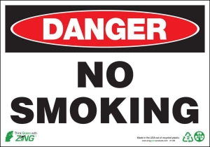 Zing Enterprises LLC Danger No Smoking Signs - SIGN, DANGER NO SMOKING, 10X14, PLASTIC - 2109