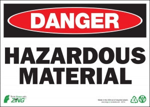 Zing Enterprises LLC Danger Hazardous Material Signs - SIGN, DANGER HAZARDOUS MATERIAL, 10X14 - 2114