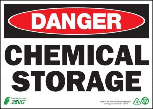 Zing Enterprises LLC Danger Chemical Storage Signs - SIGN, DANGER CHEMICAL STORAGE, 10X14, AL - 2117A