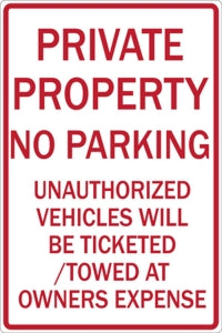 Zing Enterprises LLC Private Property Signs - SIGN, PRIVATE PROPERTY NO PARKING, 12X18 - 2274