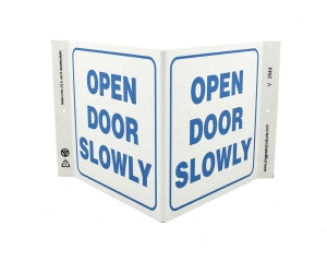 Zing Enterprises LLC Open Door Slowly V and L Projecting Signs - SIGN, OPEN DOOR SLOWLY V, 7 X 12 - 2544