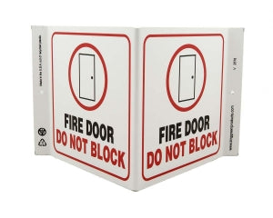 Zing Enterprises LLC Fire Exit and Fire Door V and L Projecting Signs - SIGN, FIRE DOOR DO NOT BLOCK V, 7 X 12 - 2578