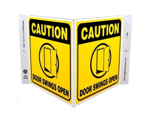 Zing Enterprises LLC Caution Door Swings Open V and L Projecting Signs - SIGN, CAUTION DOOR SWINGS OPEN V, 7 X 12 - 2590