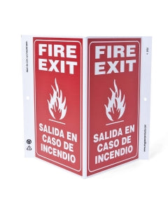 Zing Enterprises LLC Fire Exit and Fire Door V and L Projecting Signs - SIGN, FIRE EXIT, BILINGUAL V, 11 X 11 - 2632