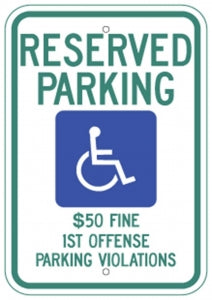 Zing Enterprises LLC Alabama Handicapped Parking Signs - SIGN, HANDICAPPED PARKING, ALABAMA - 2678