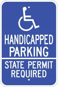 Zing Enterprises LLC Handicapped Parking Signs - SIGN, HANDICAPPED PARKING PERMIT REQUIR - 2689