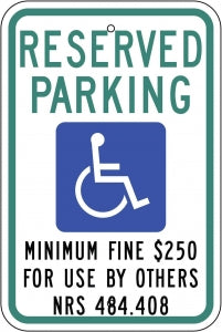 Zing Enterprises LLC Nevada Parking Signs - SIGN, HANDICAPPED PARKING, NEVADA - 2695