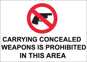 Zing Enterprises LLC Concealed Carry Security Sign - SECURITY SIGN, CONCEALED WEAPONS, 10X14 PL - 2749