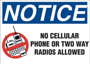 Zing Enterprises LLC No Cell or Two-Way Radios Sign - SECURITY SIGN, NO 2-WAY RADIOS, 10X14 AL - 2752