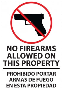 Zing Enterprises LLC No Firearms Allowed Bilingual Decals - DECAL, NO FIREARMS ALLOW, BILINGU, 5X7, 2PK - 2765