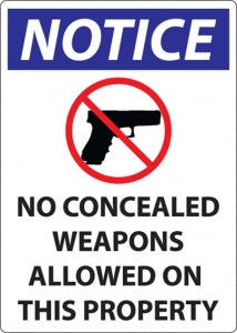 Zing Enterprises LLC Missouri & Wisconsin No Concealed Weapons Signs - SIGN, CONCEALED CARRY, MO & WI, 14X10, AL - 2803A