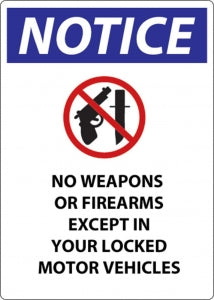 Zing Enterprises LLC Wisconsin No Weapons of Firearms Signs - SIGN, CONCEALED CARRY, WISCONSN, 14X10, AL - 2809A