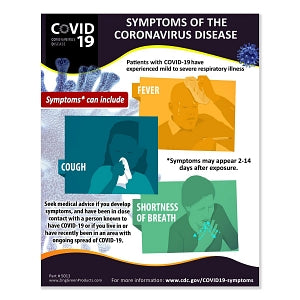 Zing COVID-19 Posters - Coronavirus (COVID-19) Informational Poster, Symptoms - 5013