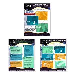 Zing COVID-19 Posters - Coronavirus (COVID-19) Informational Poster, Set of 3, Bilingual - 5019