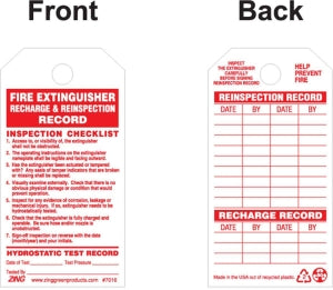 Zing Enterprises LLC Safety Tags - TAG, FIRE EXTINGUISHER - 7016