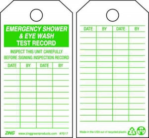 Zing Enterprises LLC Safety Tags - TAG, EYE WASH - 7017