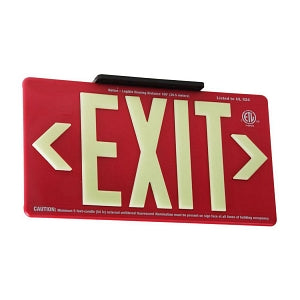 Zing Photoluminescent Glow Exit Signs - SIGN, EXIT, RED, GLOW, SINGLE-SIDED, I / O - 7407