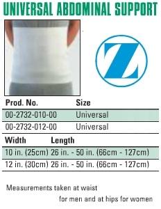 Zimmer Biomet Universal Abdominal Support Binders - SUPPORT, ABDOMINAL, UNIVERSAL, 10" - 00-2732-010-00