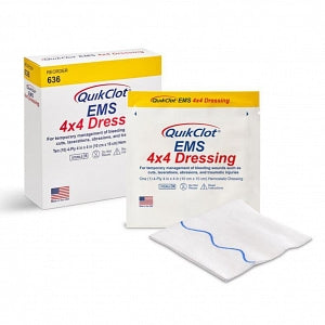 Z-Medica QuikClot EMS Dressings - DRESSING, QUIKCLOT, EMS, 4X4, 100EA / CS - 636