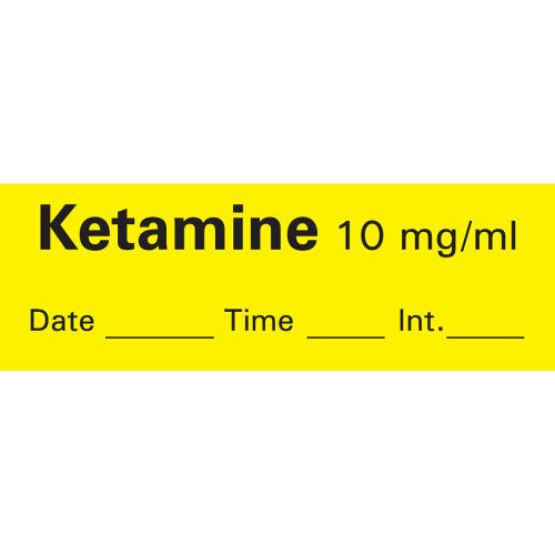 PDC Healthcare Removable Anesthesia Tapes with Date, Time and Initials - LABEL, TAPE, KETAMINE, 10 MG / ML - AN-60D10