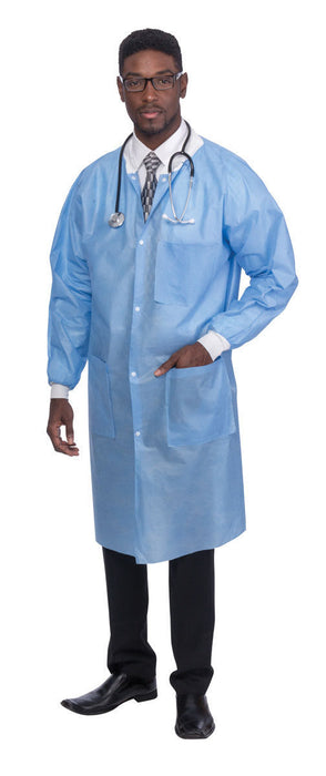 S2S Global PremierPro Disposable Lab Coats - PremierPro Disposable Lab Coat, SMS, Traditional Collar and Knit Cuffs, White, Size 3XL - 26137