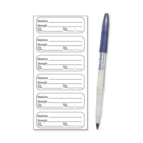 PDC Healthcare Sterile Labels with Pen - Sterile Labels with Pen, 1-1/2" x 1-1/2" - STER-27